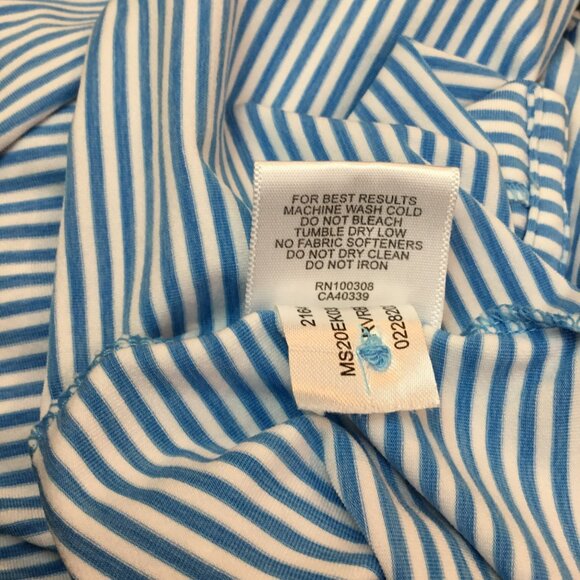 Peter Millar Summer Comfort Blue & White Striped Polo Shirt Mens L - Picture 7 of 8
